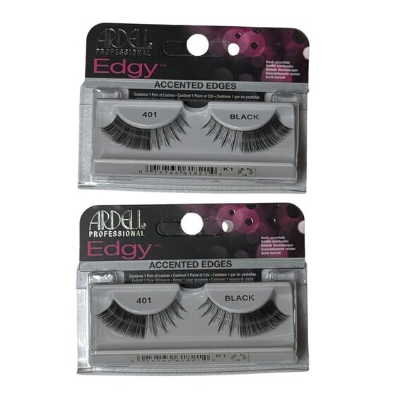 Ardell Edgy 401 Lash Duo • 2 Pack Dramatic Black Accent False Eyelashes - Picture 1 of 4